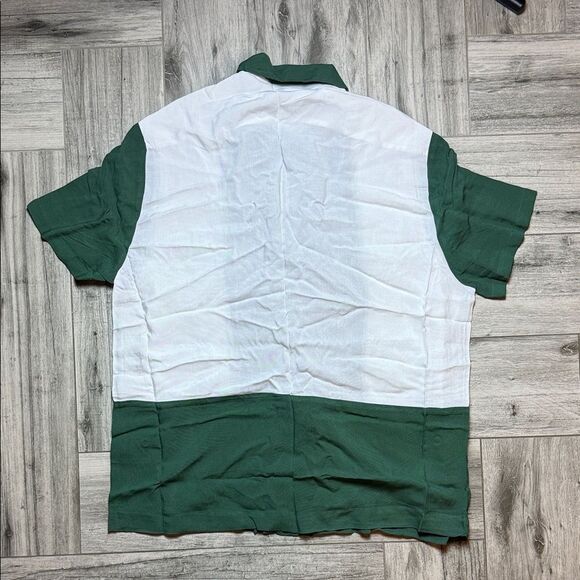 ASOS Green and White Colorblock Button Down Shirt - Picture 5 of 5